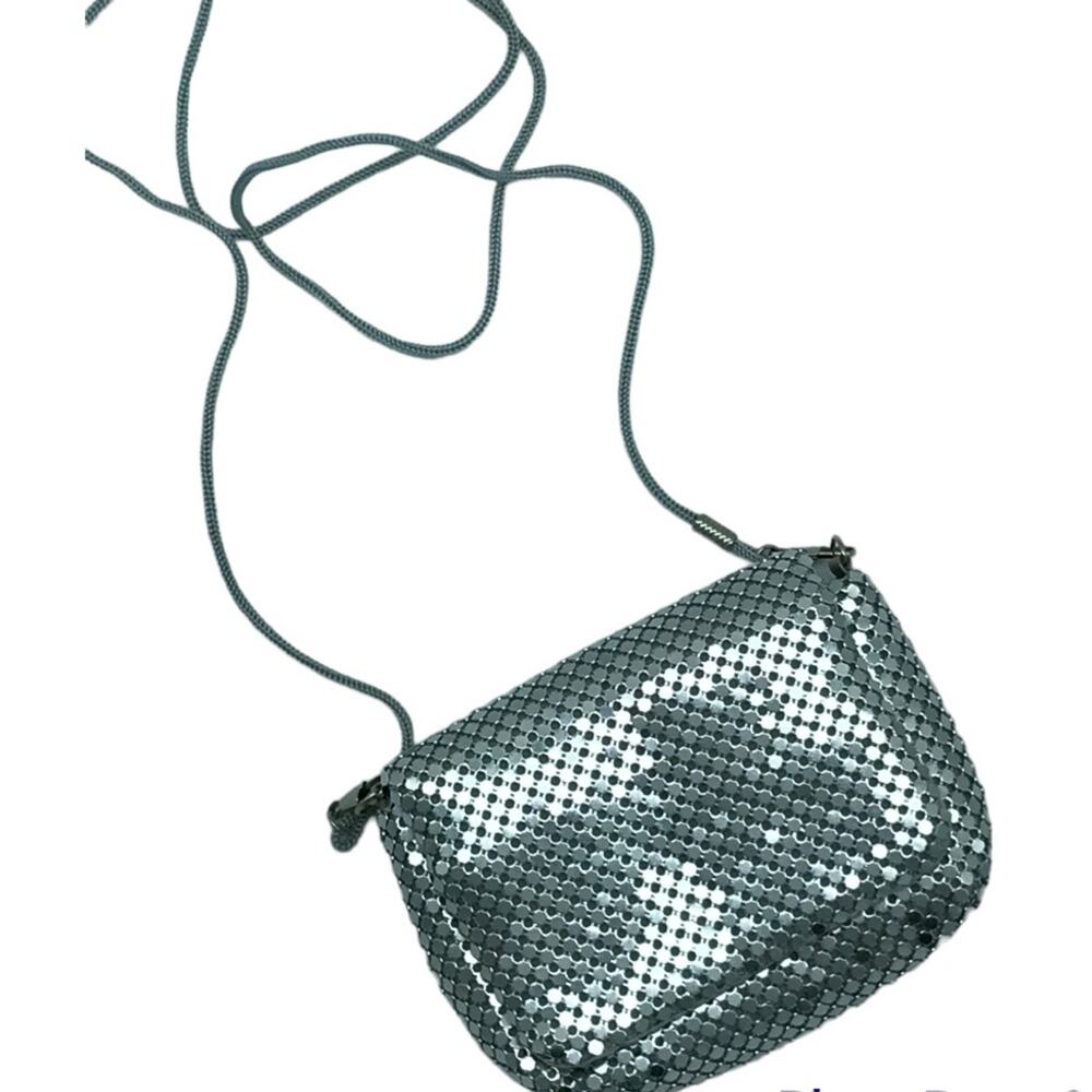 Metallic Silver Sequin Mini Crossbody Bag